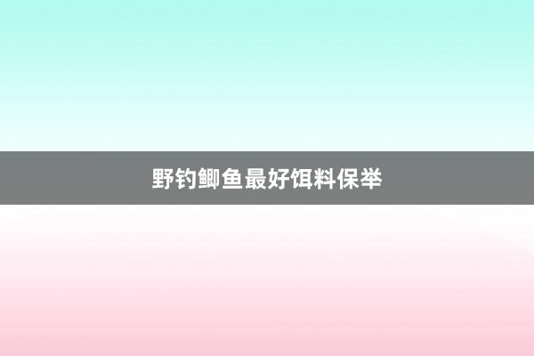 野钓鲫鱼最好饵料保举